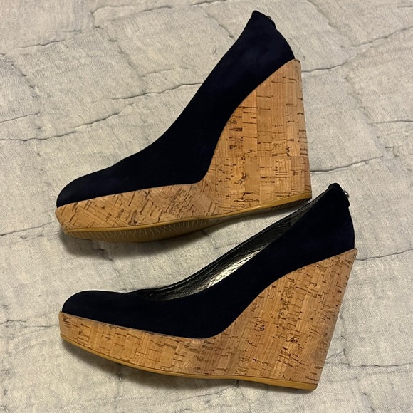 Stuart Weitzman Corkswoon Navy Wedges - Picture 7 of 10